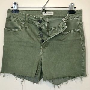 Madewell Denim High Waisted Shorts Cut Off Green Size 26 High Rise